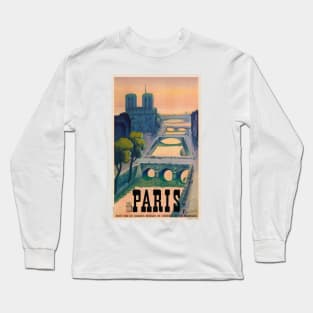 Paris France Vintage Travel Poster 1937 Long Sleeve T-Shirt